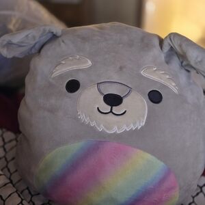 Squishmallows Gray Plush with Rainbow Belly
